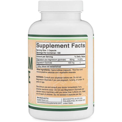 High Strength Magnesium Glycinate Vegan Capsules 400mg