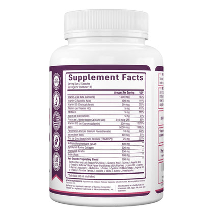 Natural Hair Growth Vitamins - Biotin and Collagen Supplement