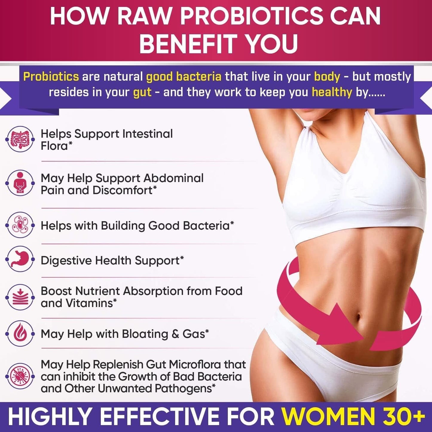 Natural Probiotic Supplement for Women - 60 Capsules