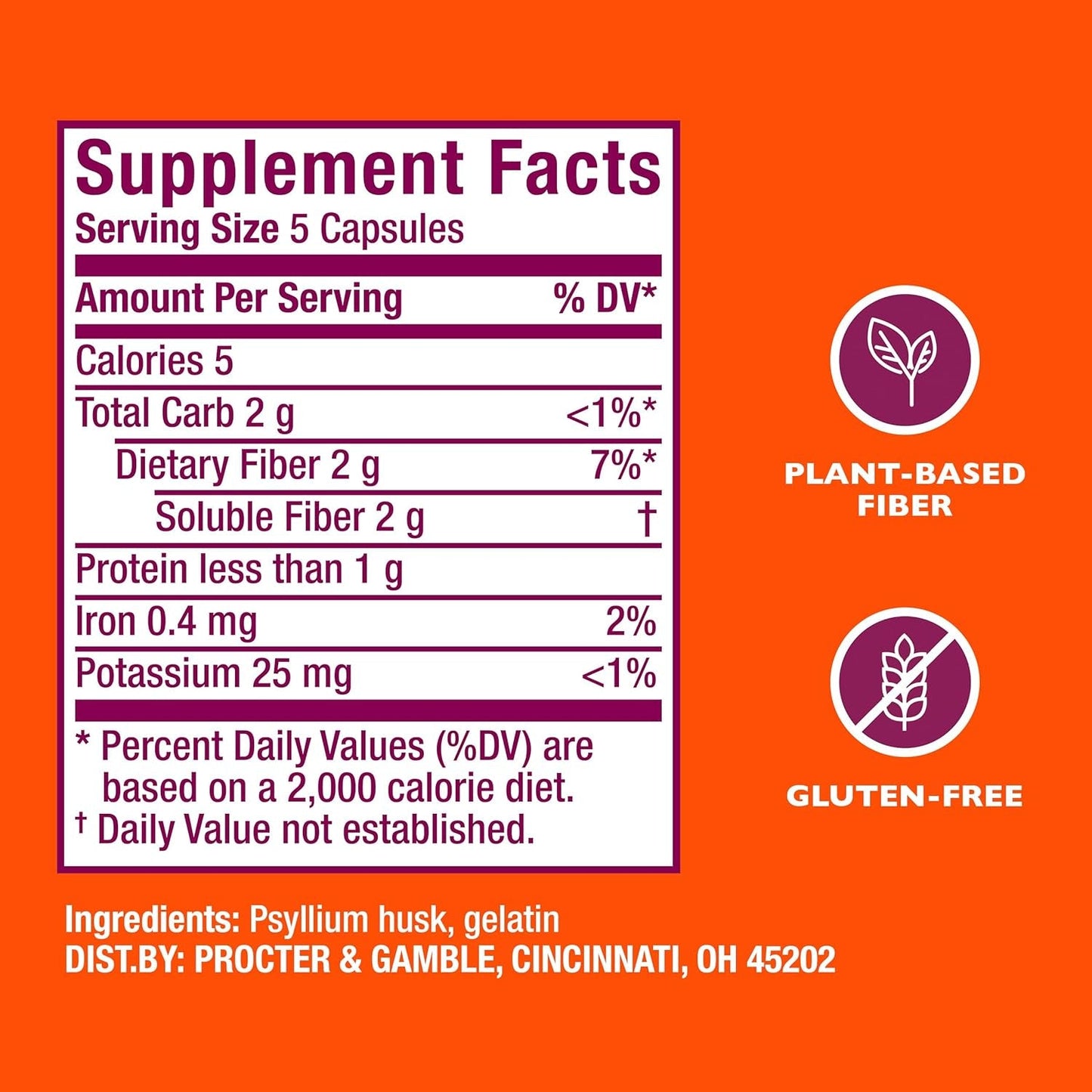 Natural Psyllium Fiber Capsules for Digestive Health