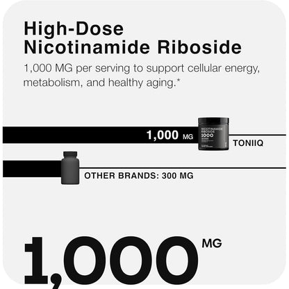 Powerful NAD+ Booster 1000Mg - 60 Plant-Based Capsules