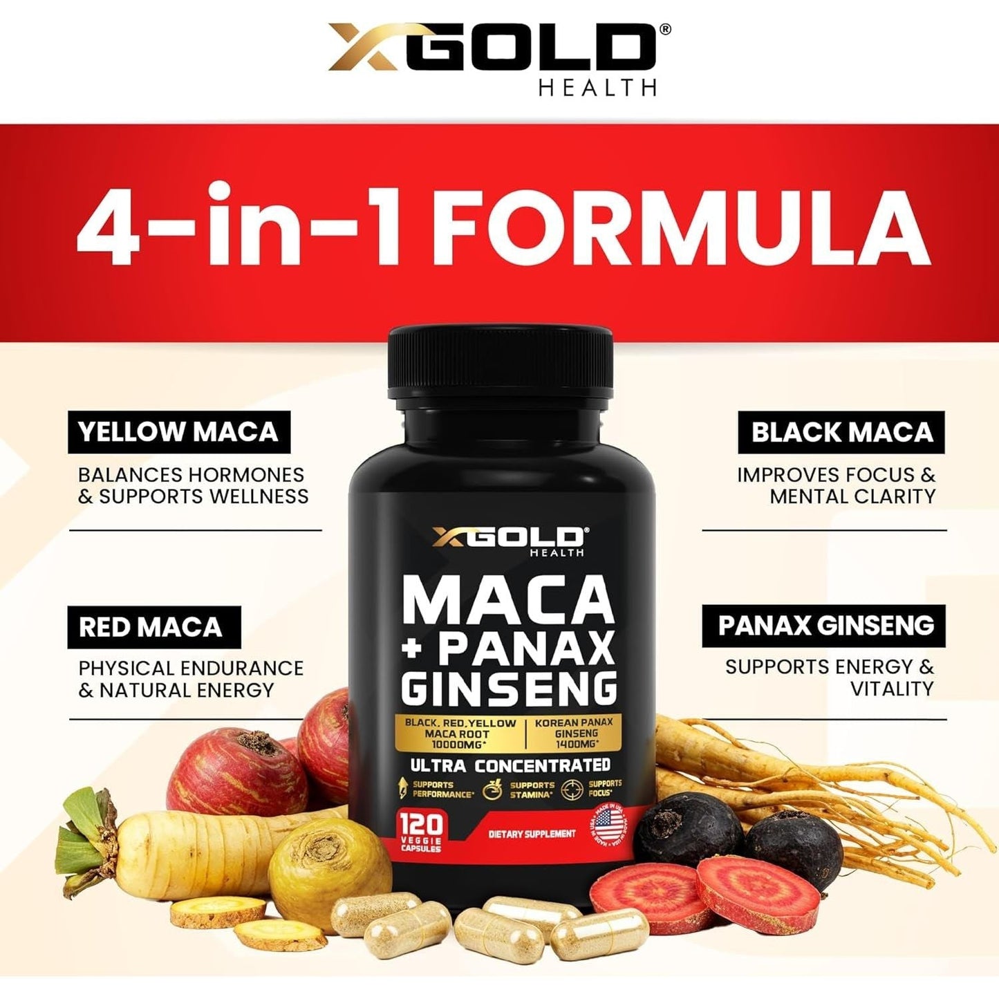 Natural Energy Boost Capsules with Maca and Ginseng
