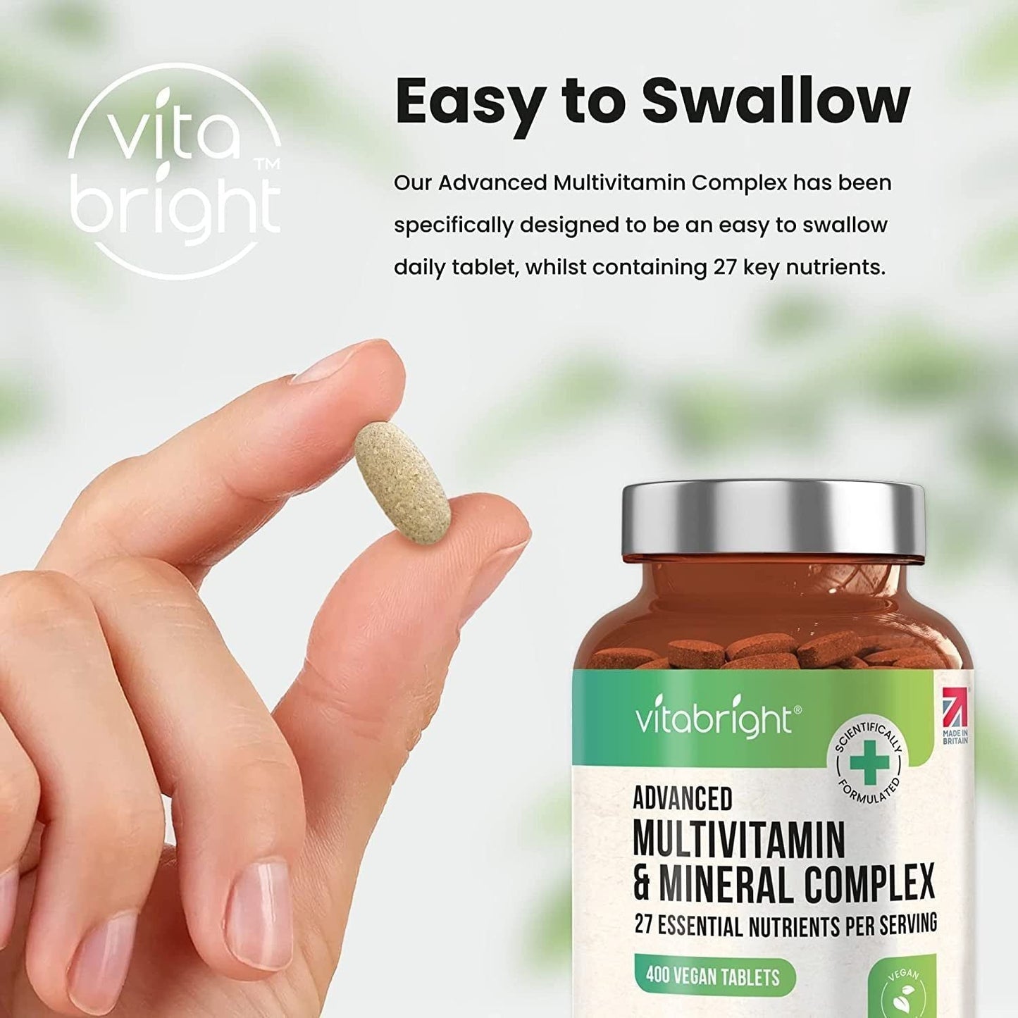 Vegan Daily Multivitamin Tablets for Immune & Energy Boost