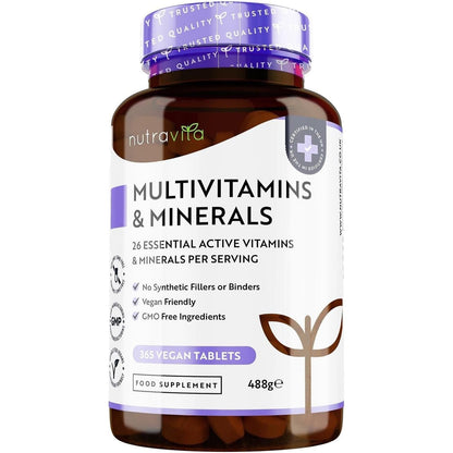 Vegan Daily Multivitamin Tablets 365 Day Supply - Mycosmeticslondon