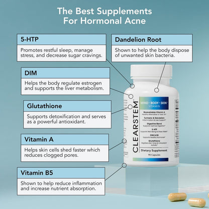 Natural Vitamin for Acne Relief and Mood Support Capsules