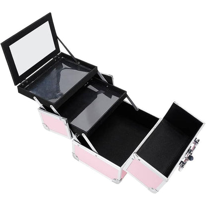 Portable Cosmetic Storage Box with Mirror
