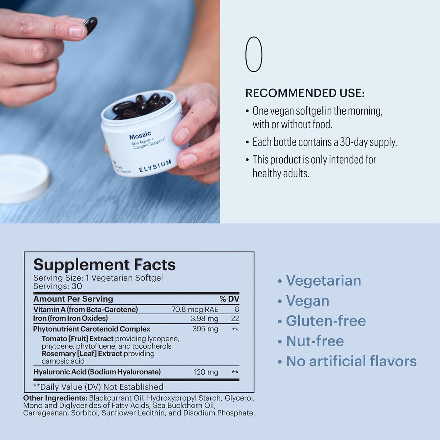 Natural Hyaluronic Acid Vitamins - 30 Softgels Skin Booster