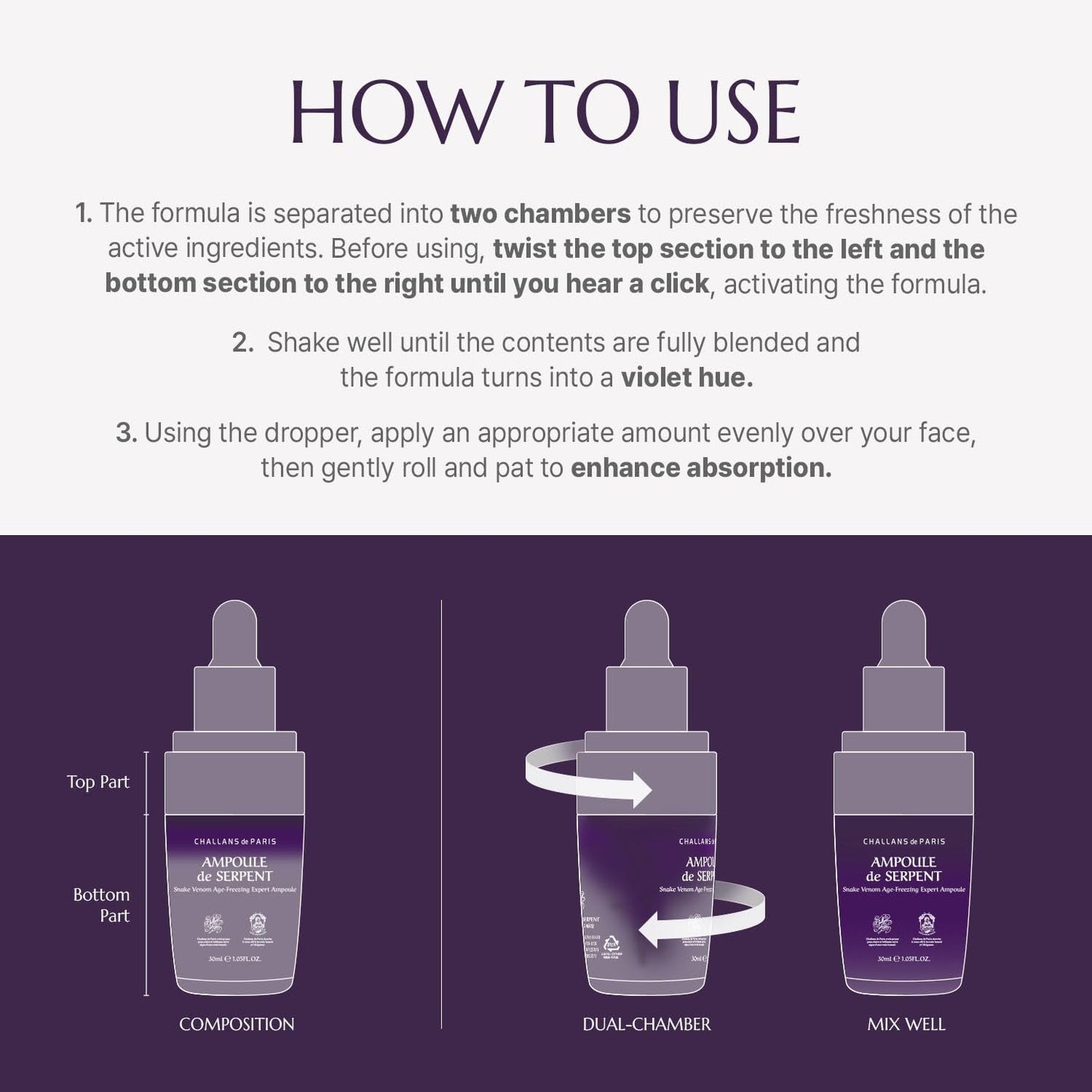 CHALLANS de PARIS Snakes Serum 30ml - Smooths Wrinkles, Tighter Skin