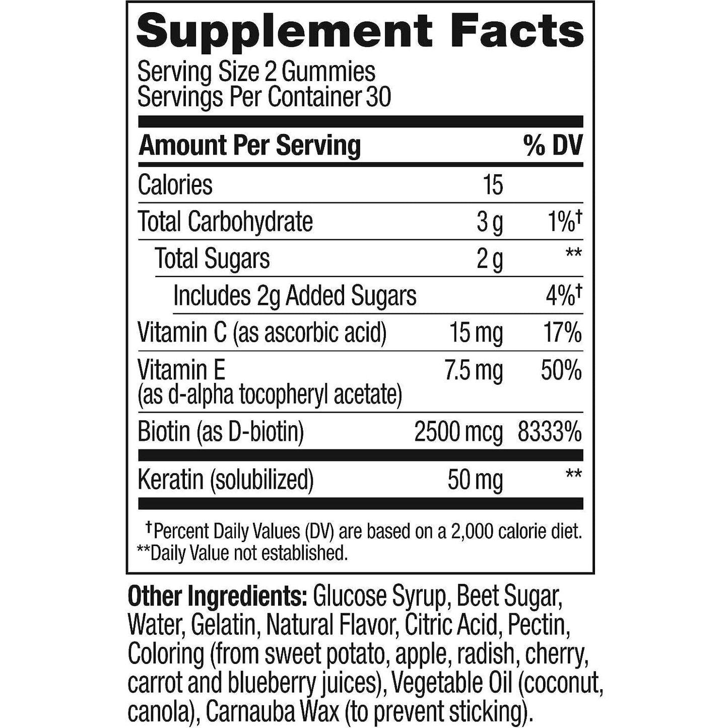 Vitamins Beauty Gummies: Biotin, C & Keratin Supplement