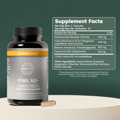 Natural Boost NAD+ Vitamins 60 Capsules Energy Support