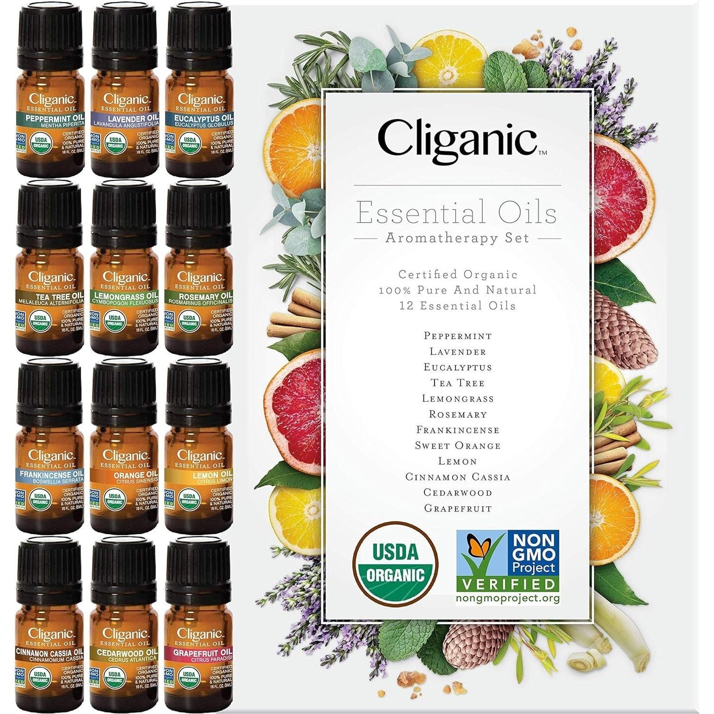 Natural Essential Oil Kit - 12 Pure Aromatherapy Oils - Mycosmeticslondon