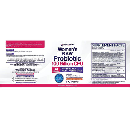 Natural Probiotic Supplement for Women - 60 Capsules