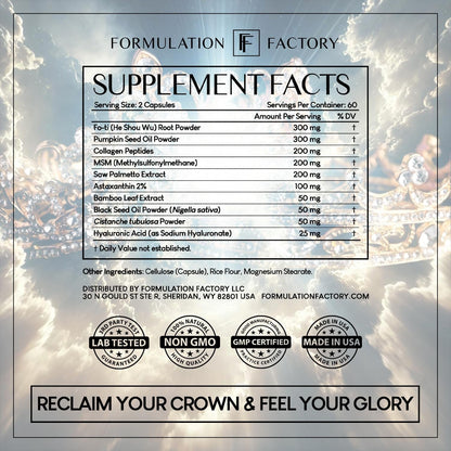 Natural Hair Growth Vitamin Supplements - 120 Capsules