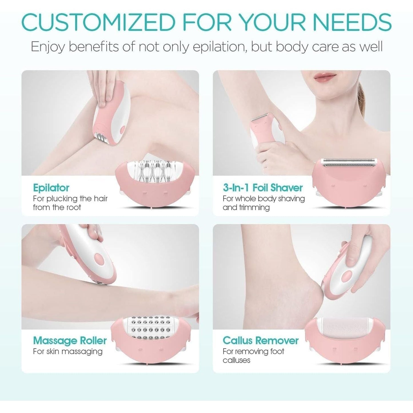 Portable 4-In-1 Hair Remover for Women