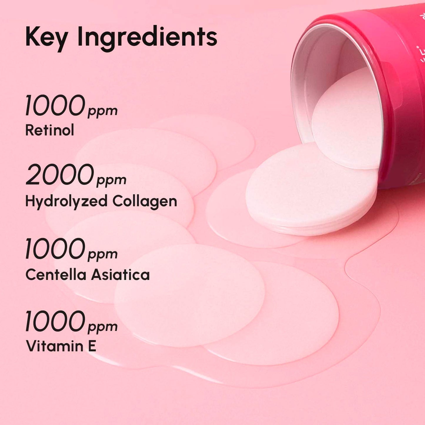 Glowing Skin Toner Pads with Collagen and Retinol