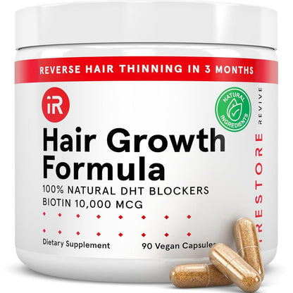 Natural Hair Regrowth Supplement - Biotin & DHT Blocker Capsules - Mycosmeticslondon