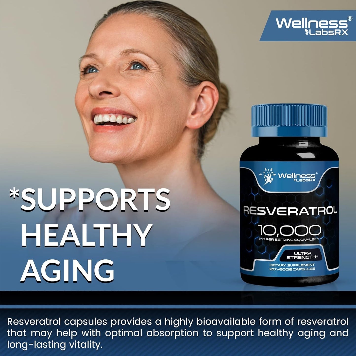 High Potency Resveratrol 10000MG Capsules 120 Count