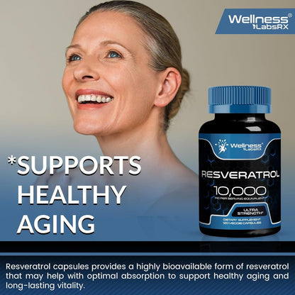High Potency Resveratrol 10000MG Capsules 120 Count