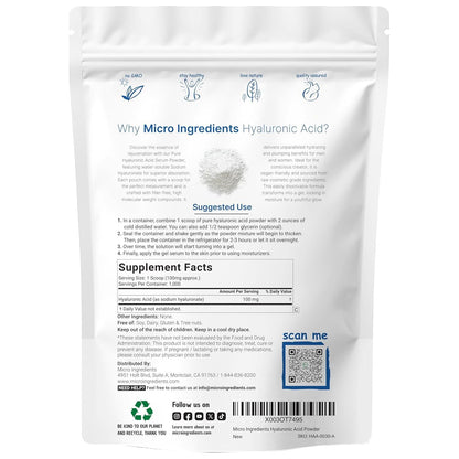 Premium Hyaluronic Acid Powder 100g - Intense Moisture