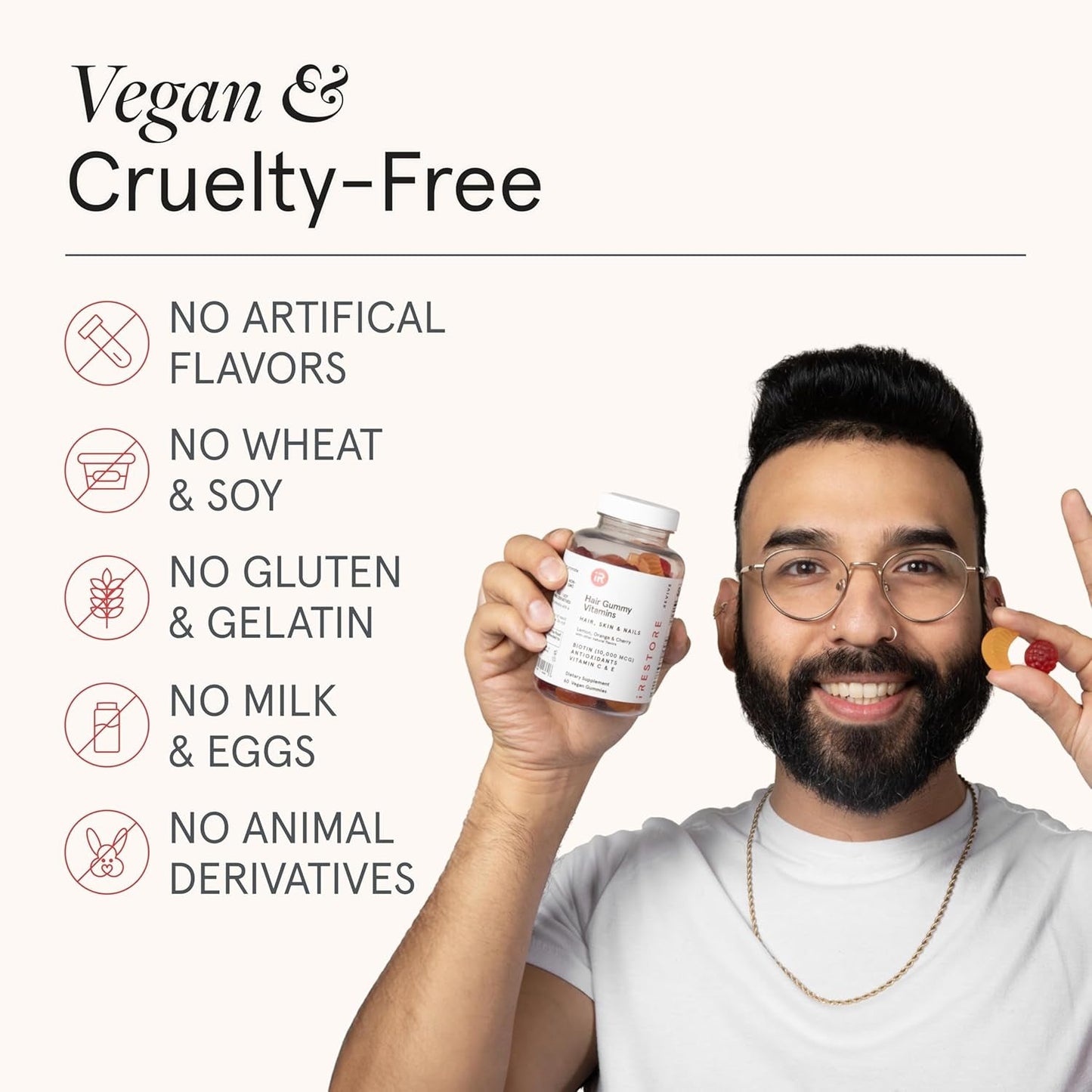 Natural Hair Skin Nail Vitamin Gummies with Biotin