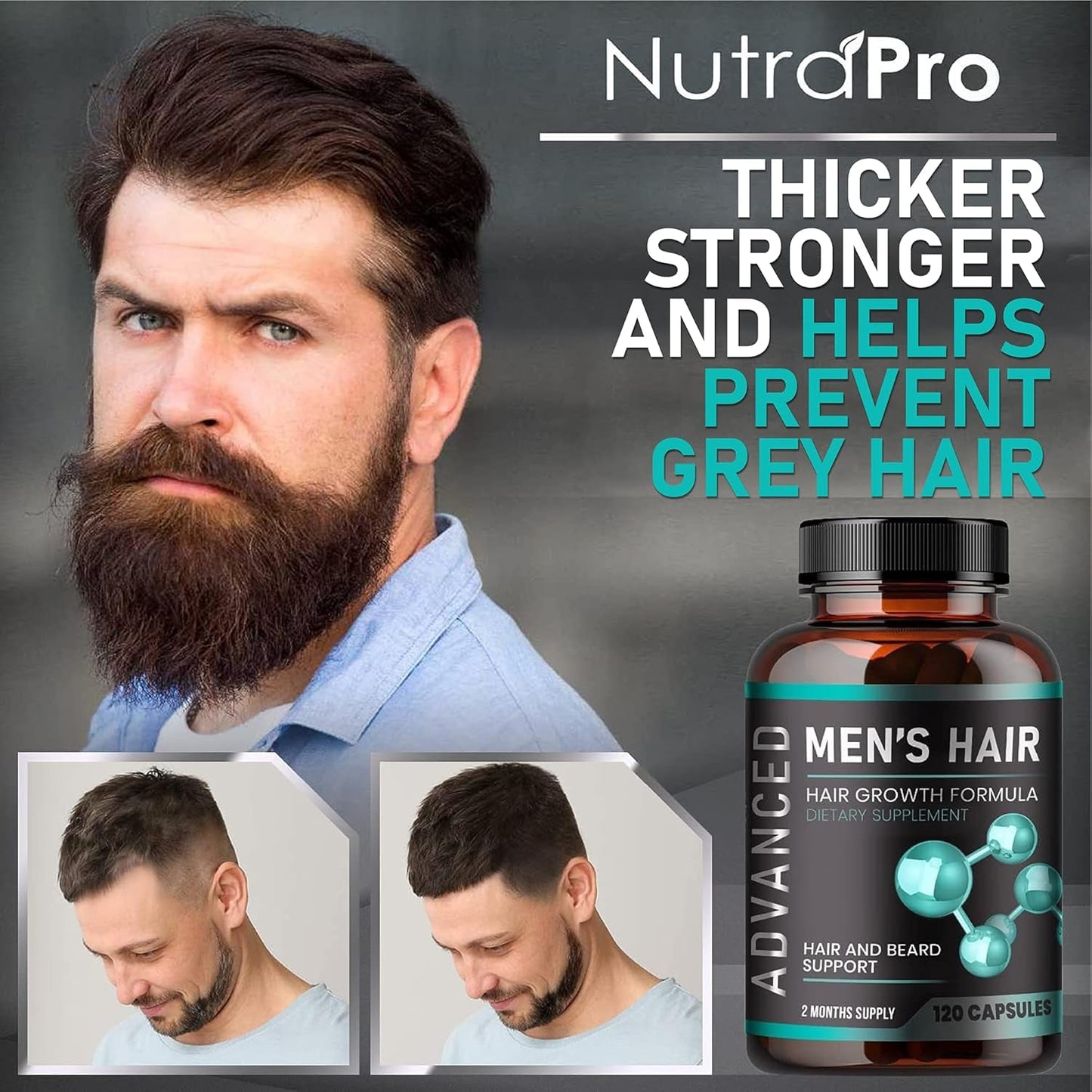 Strong Hair Growth Vitamins for Men - Biotin Capsules