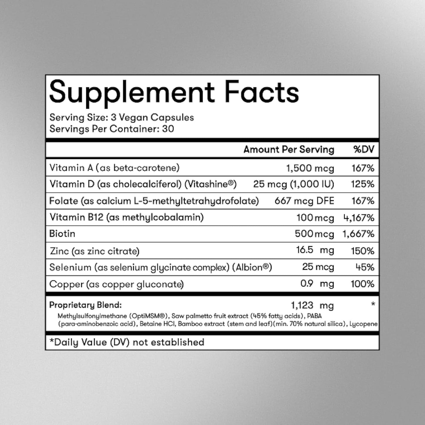 Natural Hair Growth Vitamins for Men - 90 Capsules