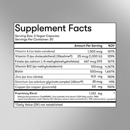 Natural Hair Growth Vitamins for Men - 90 Capsules