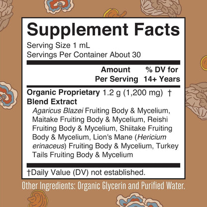 Natural Mushroom Immunity Boost Liquid Extract 30ml