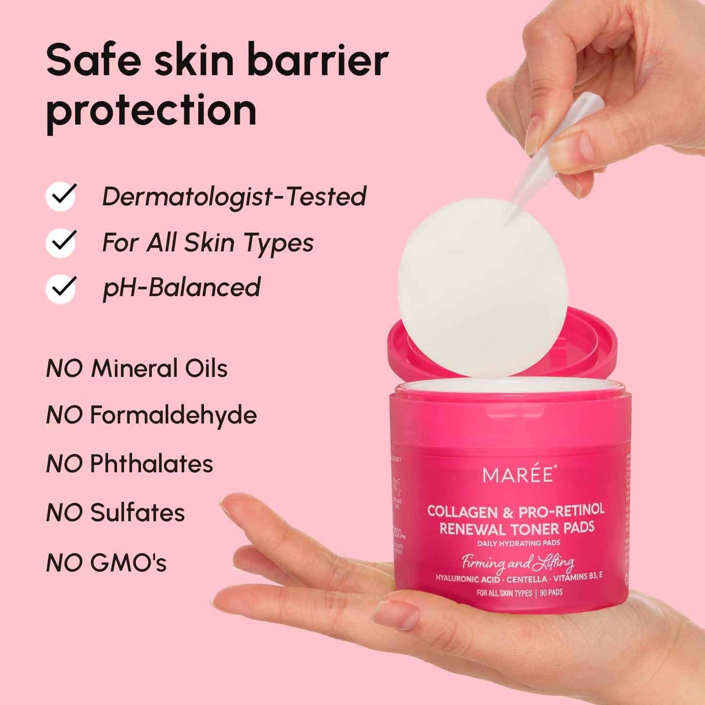 Glowing Skin Toner Pads with Collagen and Retinol