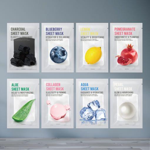 Natural Facial Mask Set - 10 Pack Hydrating Skin Masks - Mycosmeticslondon