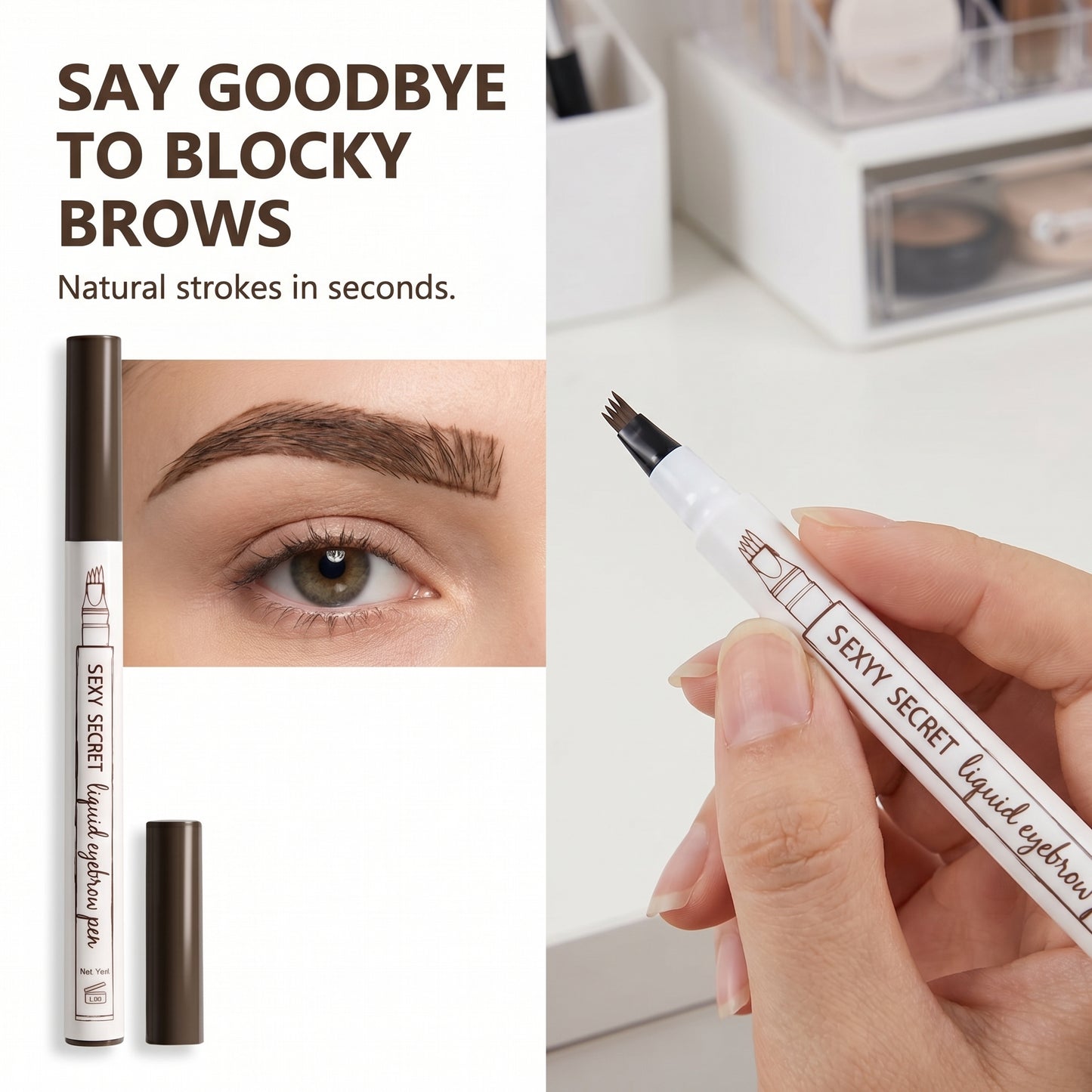 Waterproof 4 Fork Eyebrow Liquid Brow Pencil