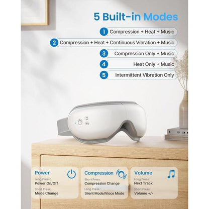 Relaxing Heated Eye Massager with Bluetooth Sound