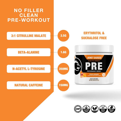 Natural Pre Workout Powder Peach Mango Energy Booster