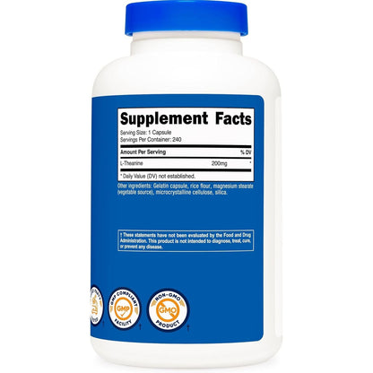 Premium L-Theanine 200mg Capsules for Calm Support
