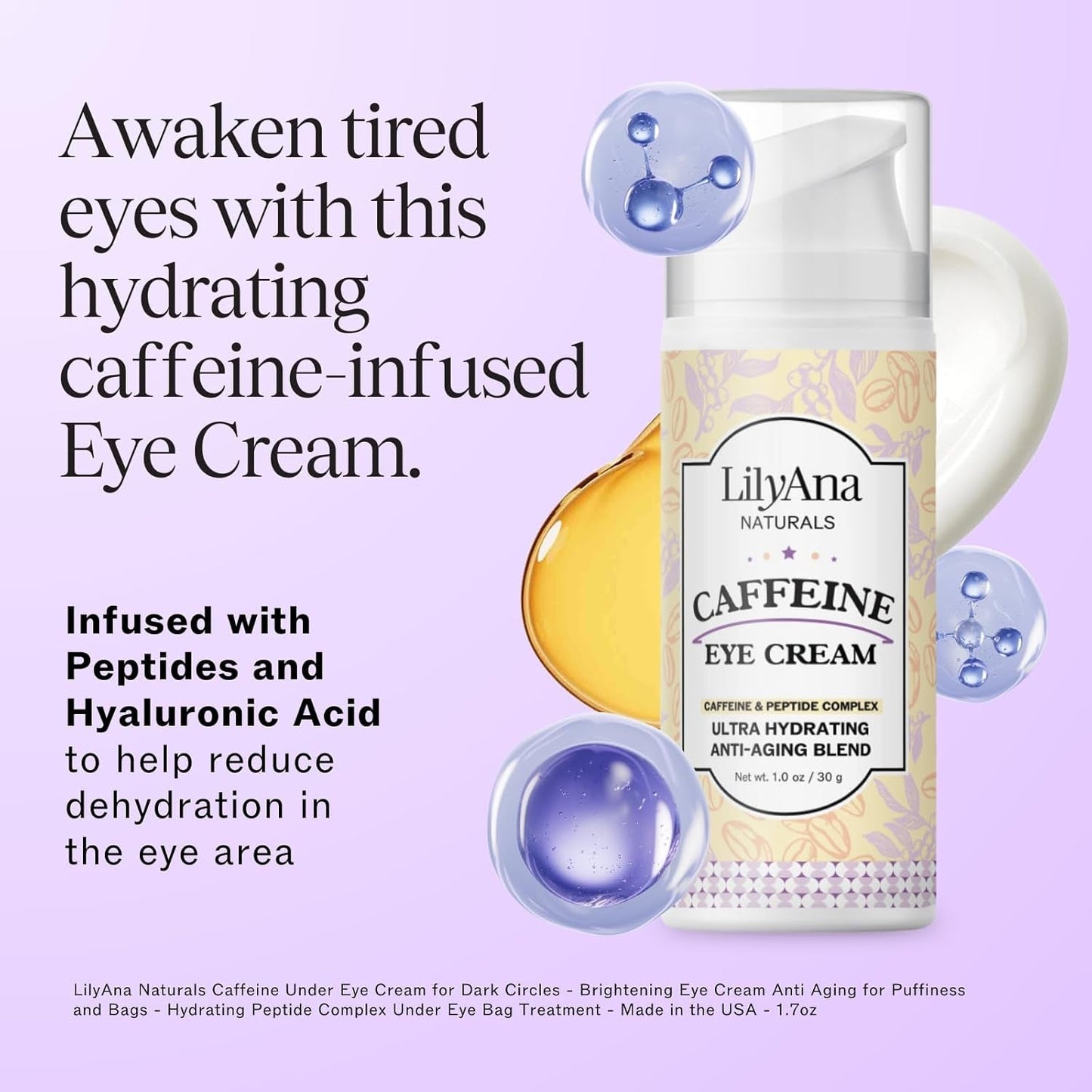 Anti Aging Eye Cream with Caffeine - Hydrates and Firms