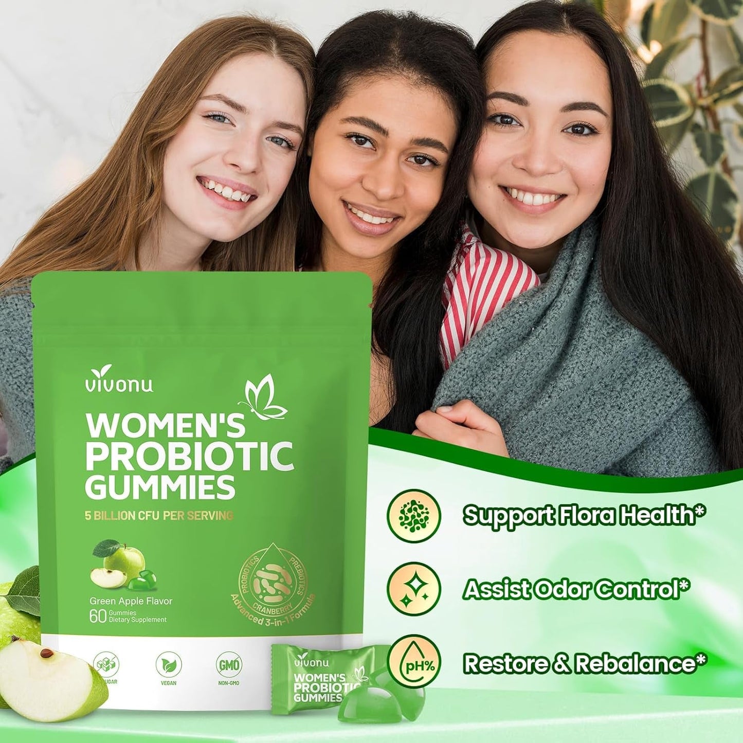 Natural Women's Probiotic Gummies for Vaginal Health