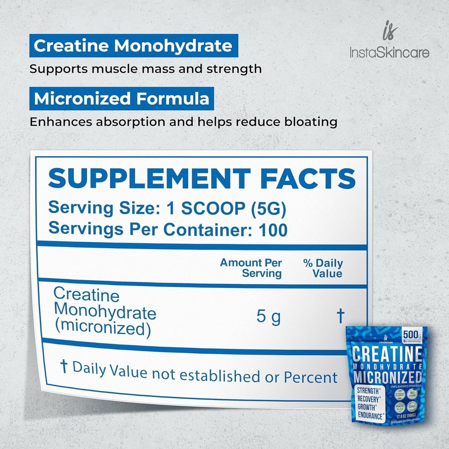 Pure Creatine Powder Supplement - 500g Muscle Builder