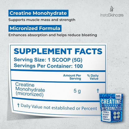 Pure Creatine Powder Supplement - 500g Muscle Builder