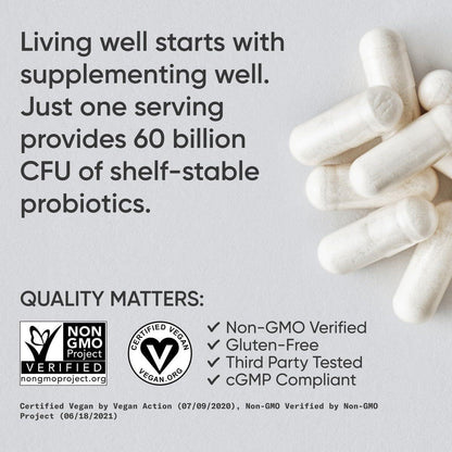 High Potency Probiotic Supplement - 60 Billion CFU Capsules