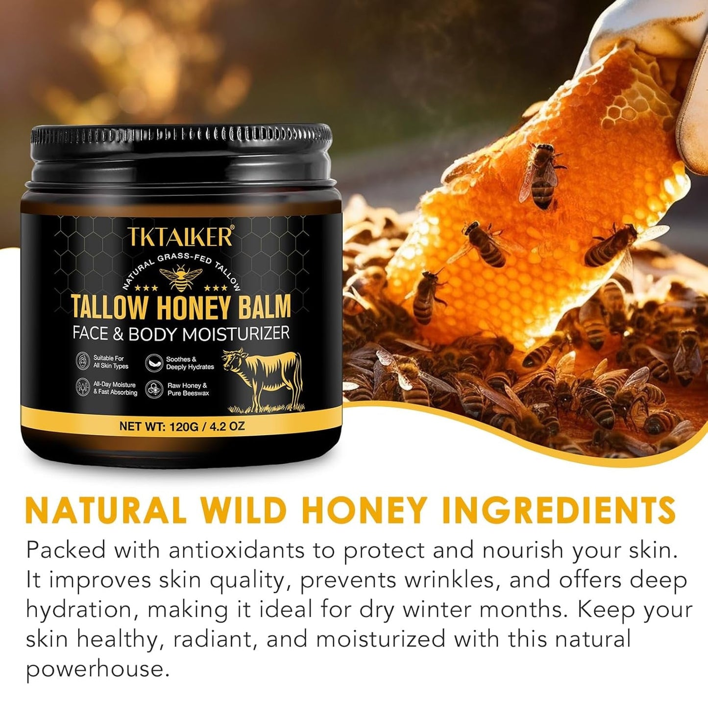 Natural Honey Body Balm Moisturizer 120g