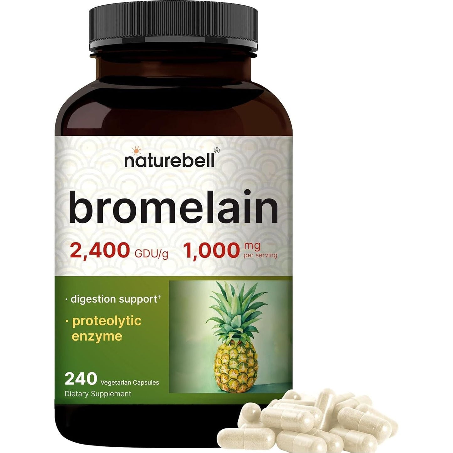 High Potency Bromelain Supplement 1000mg, 240 Veggie Caps - Mycosmeticslondon