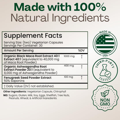Premium Maca Supplement 40X Strength Organic Capsules
