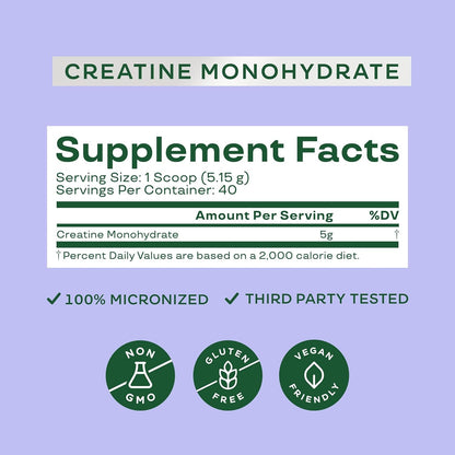 Pure Creatine Powder Supplement - Unflavored Muscle Builder