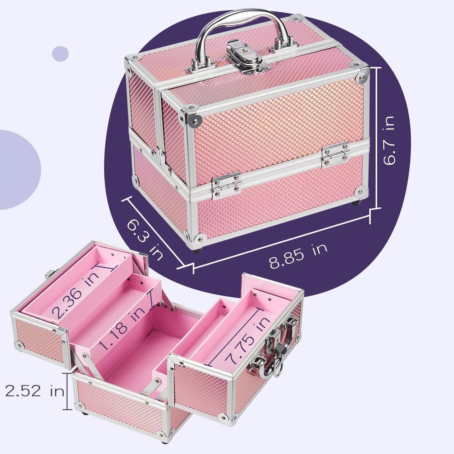 Glitter Pink 4 Tier Makeup Storage Case