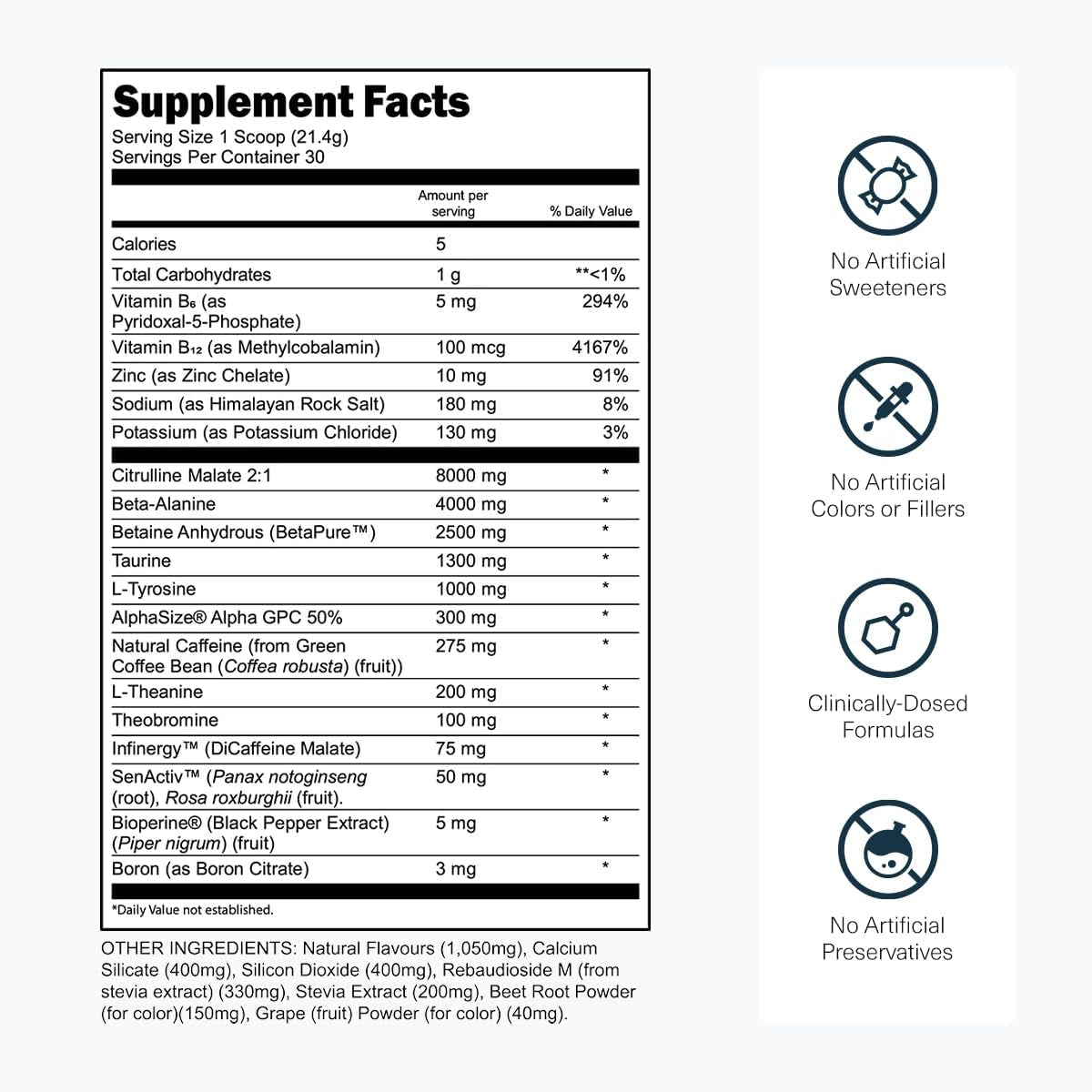 Powerful Black Pre Workout Supplement 30 Servings