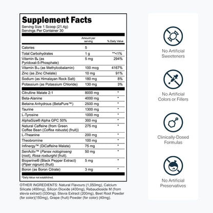 Powerful Black Pre Workout Supplement 30 Servings
