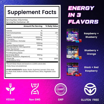 Fruit Flavor Creatine Gummies for Muscle Boost & Recovery