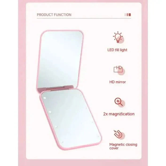 Compact LED Travel Makeup Mirror