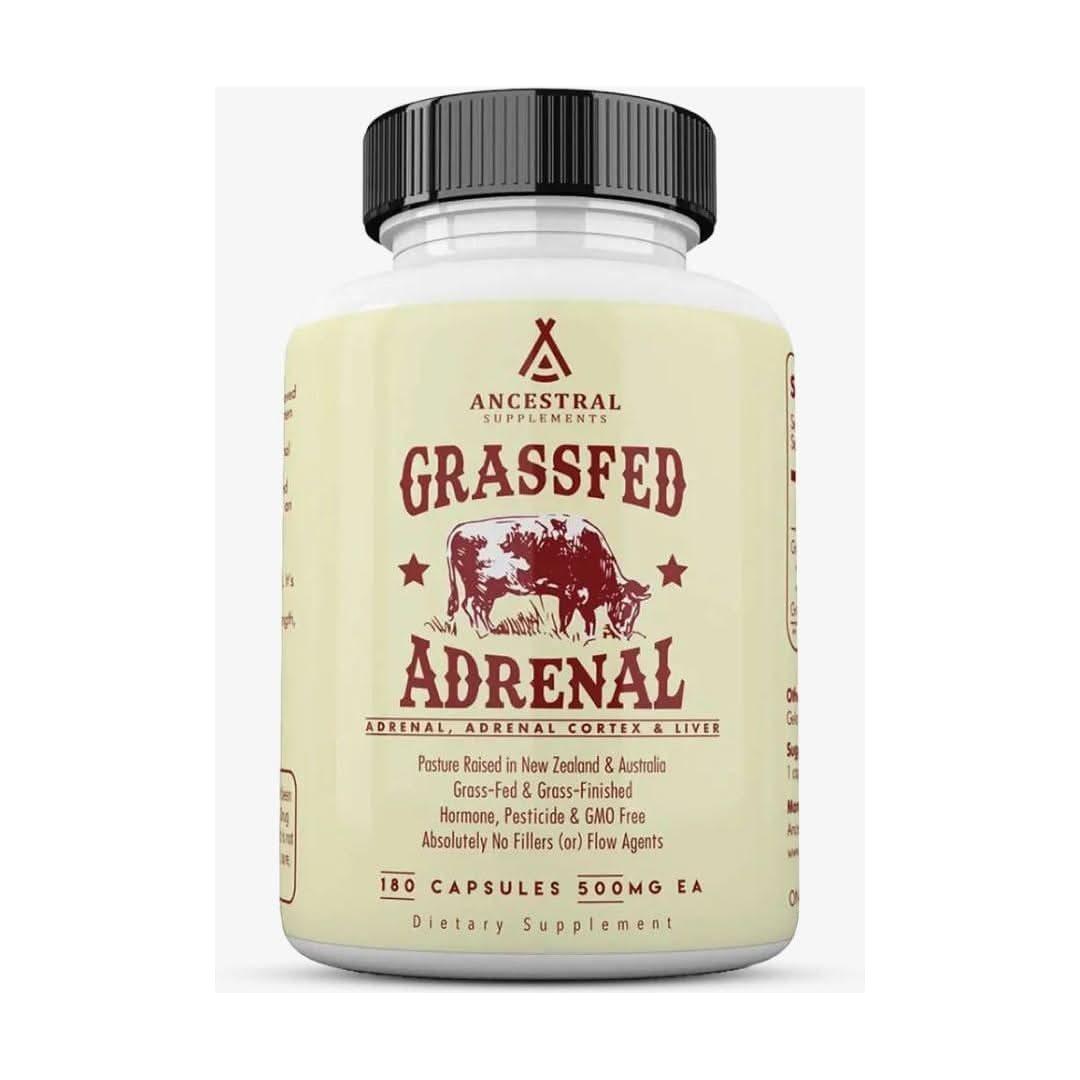 Pure Grass Fed Beef Adrenal Supplements - 180 Capsules Natural Energy - Mycosmeticslondon