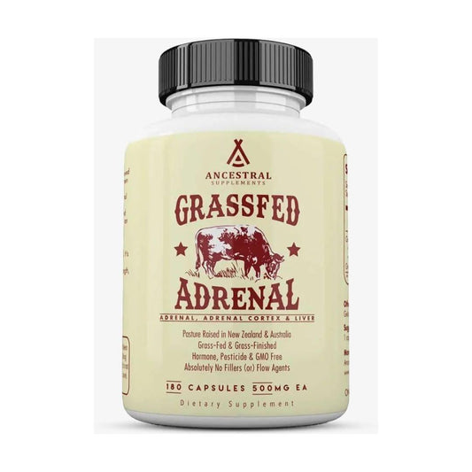 Pure Grass Fed Beef Adrenal Supplements - 180 Capsules Natural Energy - Mycosmeticslondon